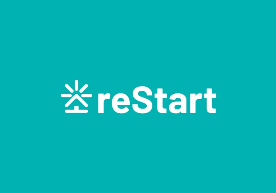 reStart logo in white text with teal background.