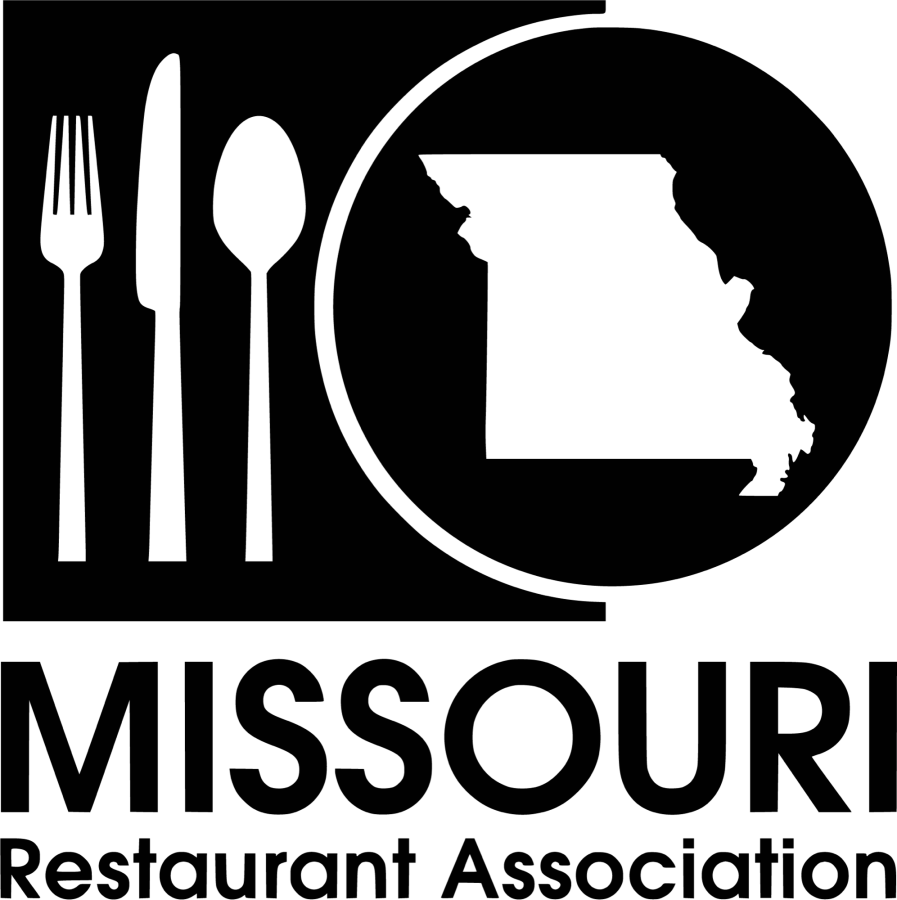 Missouri Restaurant Association logo in black text with a fork, knife, and spoon on the lefthand side.